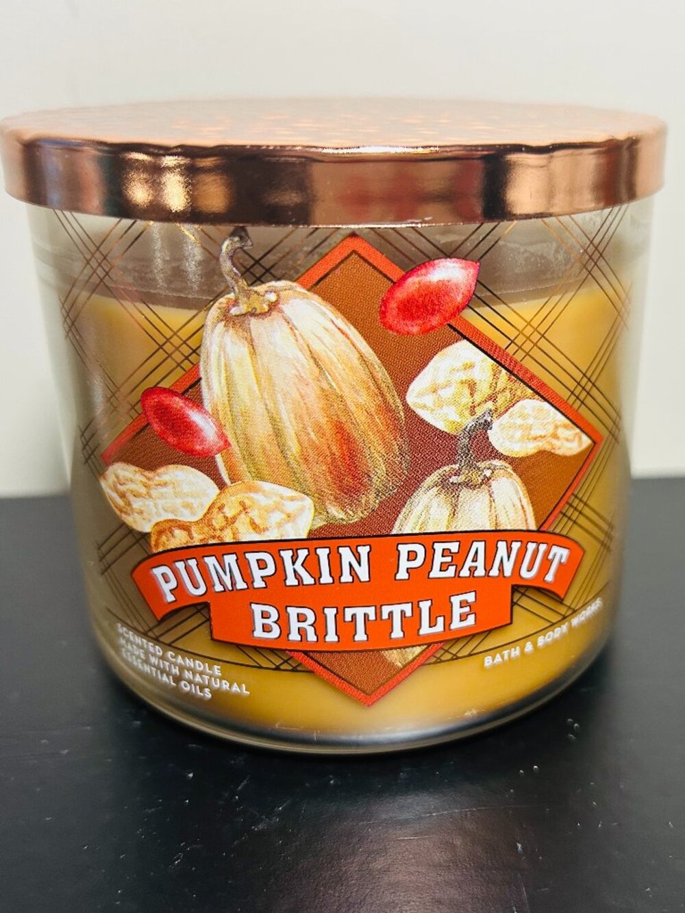 Bath & Body Works Pumpkin Peanut Brittle 3-Wick Candle NEW